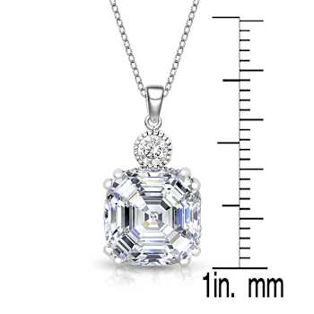 Square CZ Solitaire Pendant In Sterling Silver