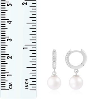 White Cultured Freshwater Pearl 14k White Gold Earrings 8-8.5mm