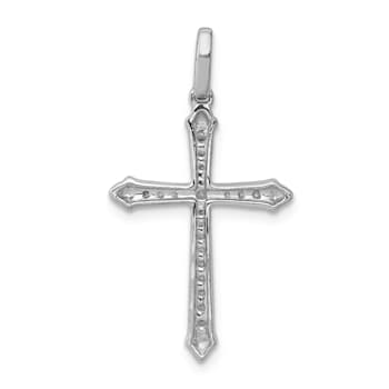 Rhodium Over 14K White Gold 1/10ct. Diamond Cross Pendant