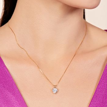 White Cubic Zirconia 14k Yellow Gold Pendant With Chain 2.00ctw