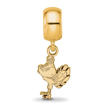 14K Yellow Gold Over Sterling Silver LogoArt Virginia Tech Small Dangle Bead