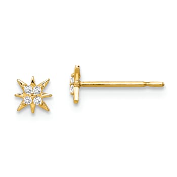 14K Yellow Gold Children's 3.75mm Star Stud Earrings with Cubic Zirconia