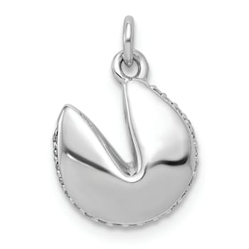 Rhodium Over 14k White Gold Diamond Fortune Cookie Pendant
