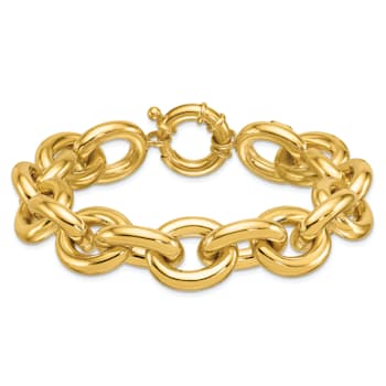 18K Yellow Gold 16.8mm Open Link Cable 8.5 inch Bracelet