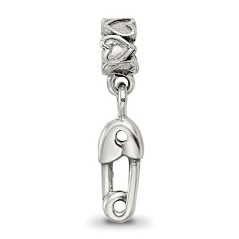 Sterling Silver Safety Pin Dangle Bead