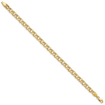 10k Yellow Gold 5mm Diamond-Cut Double Link Charm Bracelet