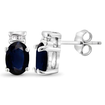 Black Sapphire Rhodium Over Sterling Silver Earrings 1.15ctw