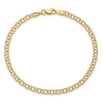 10k Yellow Gold Children's 3.5mm Solid Double Link Charm Bracelet