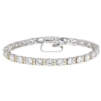 CZ Tennis Bracelet In Platinum-Enhanced Sterling Silver With 18K Gold
Accents 24.10ctw