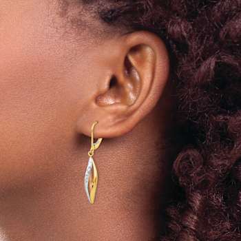 14k Tri-color Gold Diamond-Cut Dangle Earrings