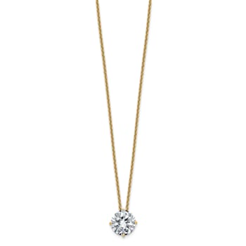 14K Yellow Gold 2 ct. 8.0mm Round G H I True Light Moissanite Solitaire
Pendant with Chain