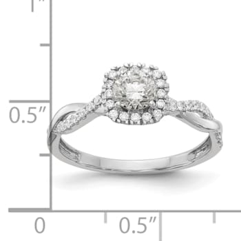 Rhodium Over 10K White Gold Eternal Promise Lab Grown Diamond Halo Ring 0.62ctw