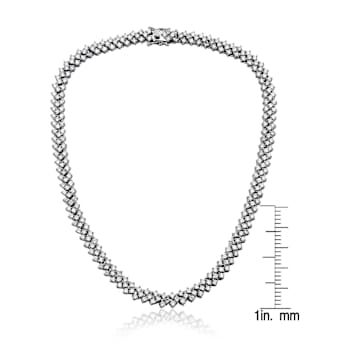 CZ Braided Tennis Necklace In Sterling Silver