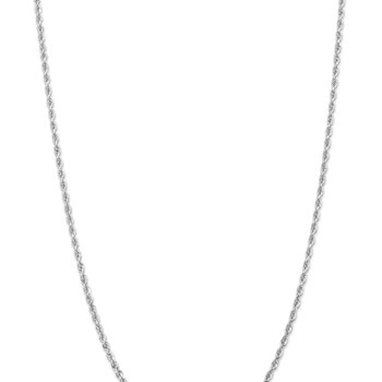Rhodium Over 14k White Gold 3mm Solid Diamond-Cut Quadruple Rope 24 Inch Chain