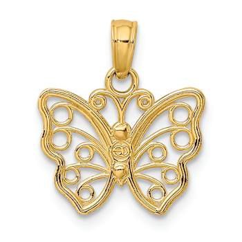 10K Yellow Gold Textured Cut-Out Small Butterfly Charm