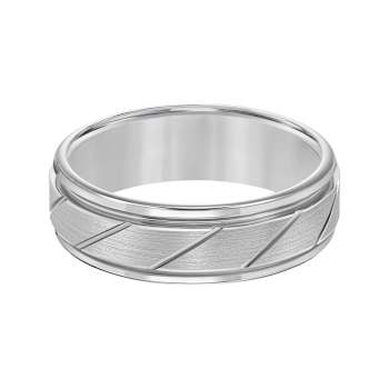 7mm Diagonal-Cut Comfort Fit Band in Gray Tungsten Carbide with Satin Finish