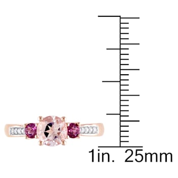Morganite, Pink Tournaline and Diamond 10K Rose Gold Ring 1.09ctw