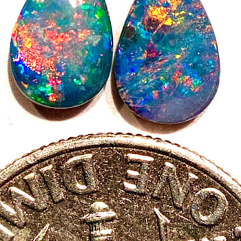 Opal on Ironstone 8x5mm Oval Doublet Set of 2 1.17ctw