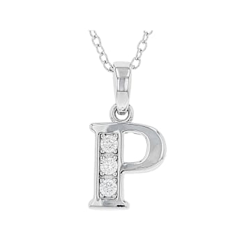 CZ Initial P Pendant Necklace In Sterling Silver 0.17ctw