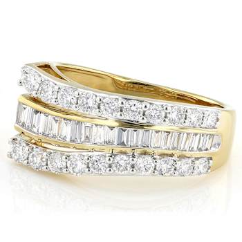 Bold Lab-Grown Diamond Round And Baguette Cocktail Ring In 14K Gold Over
Sterling Silver