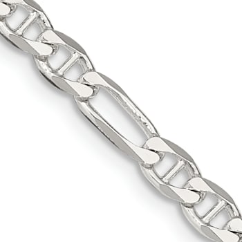 Sterling Silver 3.75mm Figaro Anchor Chain Necklace