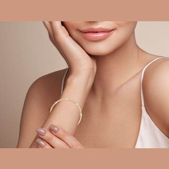 Sterling Statements 14K Yellow Gold Over Sterling Silver Heart CZ
Station Curb Chain Bracelet