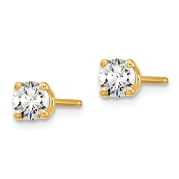 White Lab-Grown Diamond 14K Yellow Gold G-H SI Solitaire Stud Earrings 0.50ctw