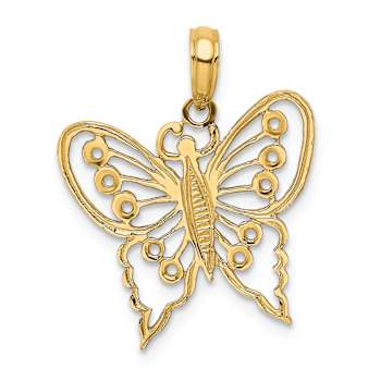 10K Yellow Gold Textured Cut-Out Butterfly Charm