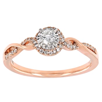 White Diamond 10k Rose Gold Promise Ring 0.25ctw