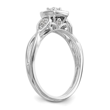 Rhodium Over 14K White Gold Lab Grown Diamond Complete Engagement Ring 0.204ctw
