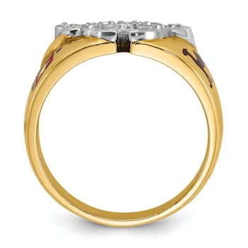 10K Two-tone Yellow and White Gold Men's Enamel and Diamond Masonic
Shriner's Ring 0.152ctw