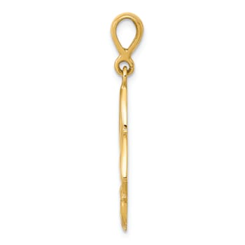 14K Yellow Gold with White Rhodium Diamond-Cut Claddagh Pendant