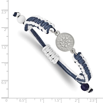 Stainless Steel MLB LogoArt Seattle Mariners Adjustable Cord Bracelet