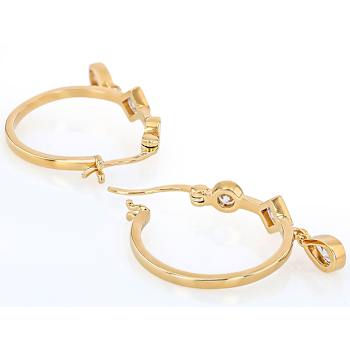 Dangle Hoop CZ Earrings In 18K Gold Over Sterling Silver