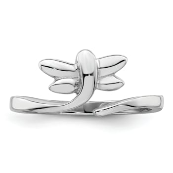Rhodium Over Sterling Silver Dragonfly Toe Ring
