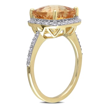 4ct Citrine and 0.10ctw Diamond 10k Yellow Gold Ring
