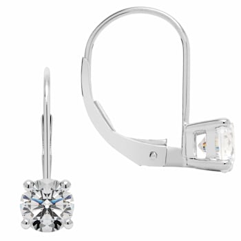 White Cubic Zirconia 14k White Gold Earrings With Velvet Gift Box 1.00ctw