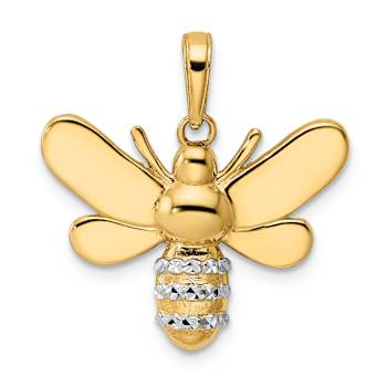 14k Two-tone Gold Diamond-Cut Bumblebee Pendant