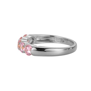 Pink Cubic Zirconia Platinum Over Sterling Silver Ring 2.16ctw