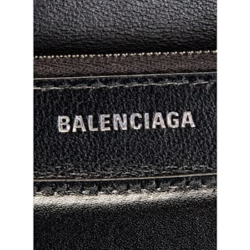 Balenciaga Black Shiny Calfskin Leather Chain Wallet Shoulder Bag