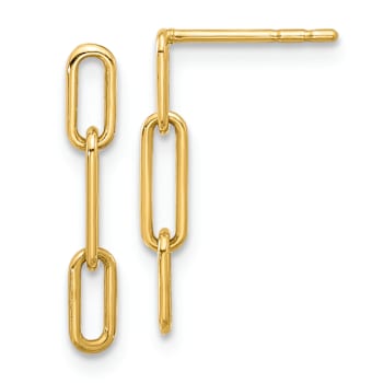 14k Yellow Gold Polished Open Link Dangle Earrings