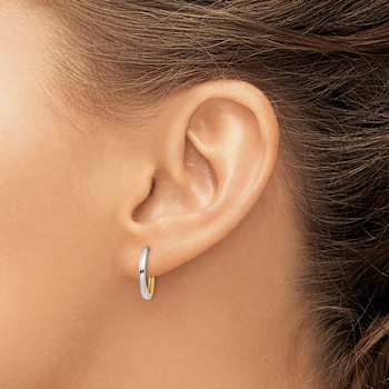 14k Yellow Gold and 14k White Gold 7/16" Round Hinged Hoop Earrings
