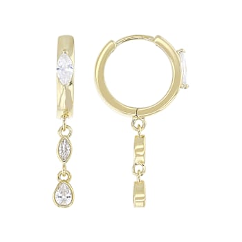 Marquise And Pear CZ Drop Earrings In 18K Gold Over Sterling Silver