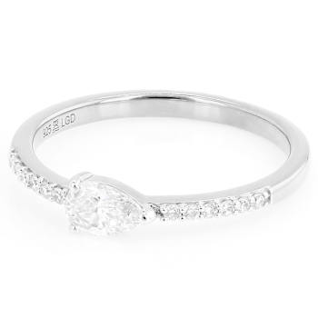 Pear And Round Lab-Grown Diamond Band Ring In Sterling Silver 0.40ctw