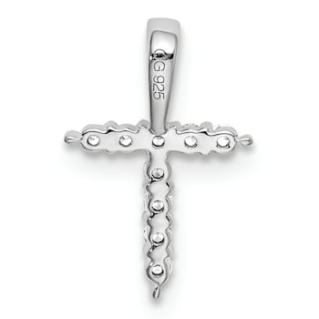 Rhodium Over 14K White Gold Lab Grown Diamond Letter T Initial Pendant