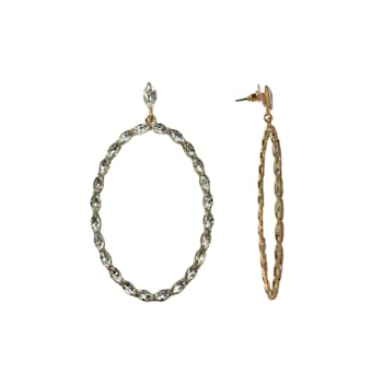 Off Park® Collection, Gold Tone Clear Crystal Oval Earring.