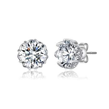 CZ Stud Earrings In Sterling Silver 3.8ctw