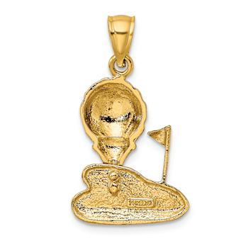 14k Yellow Gold Textured with Enamel 2D Golf Ball Charm