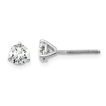 14K White Gold Lab Grown Diamond 3/4ctw VS/SI GH Screw Back 3-Prong Earrings