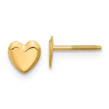 14k Yellow Gold Children's 5mm Heart Stud Earrings